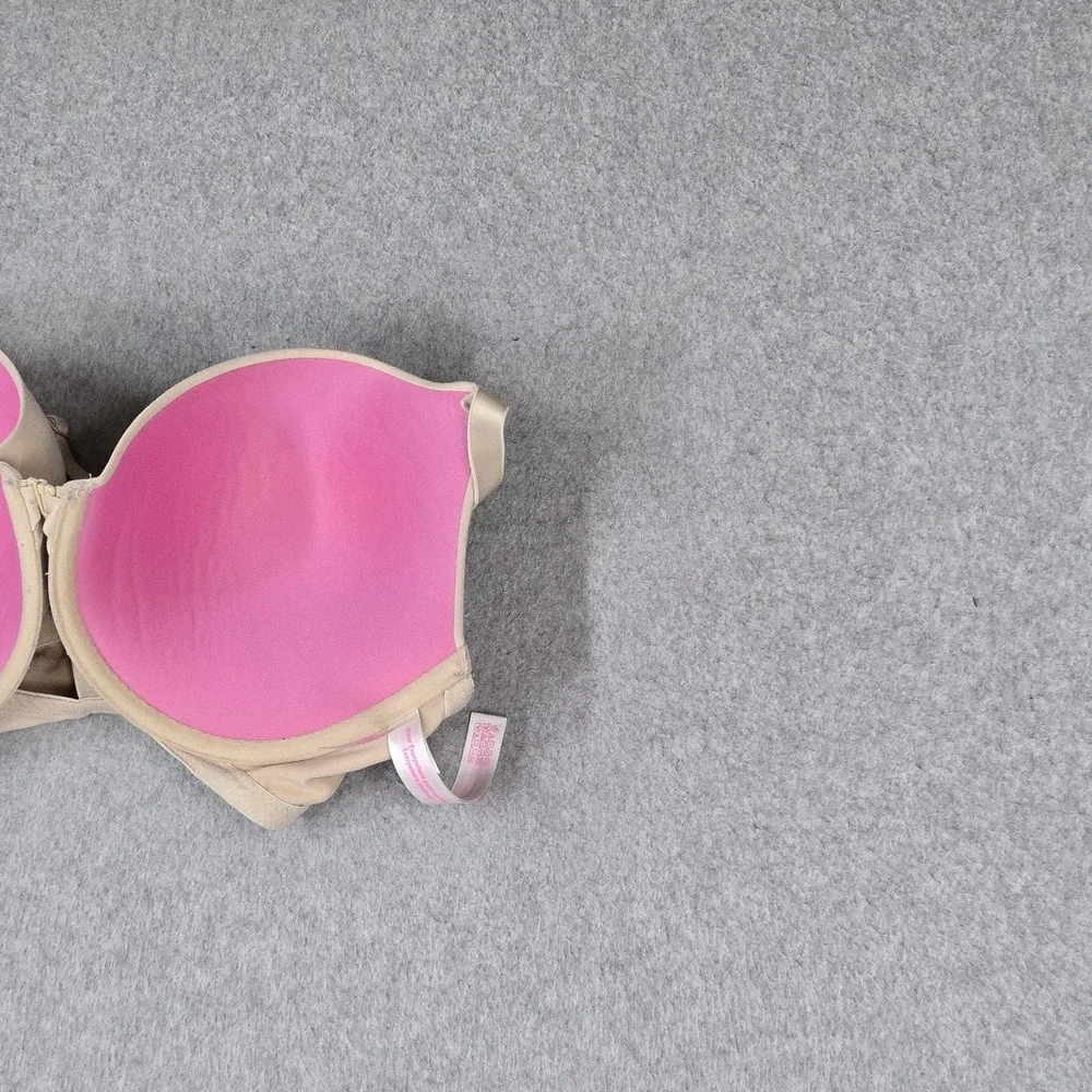 PINK Victoria's Secret Women Bra 34DD Beige Wear Everywhere Push Up Front Close